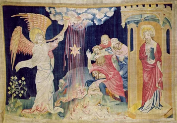 Trzecia trąba i gwiazda piołunu, nr 22 z „Apokalipsy gniewu”, 1373-87 (gobelin)